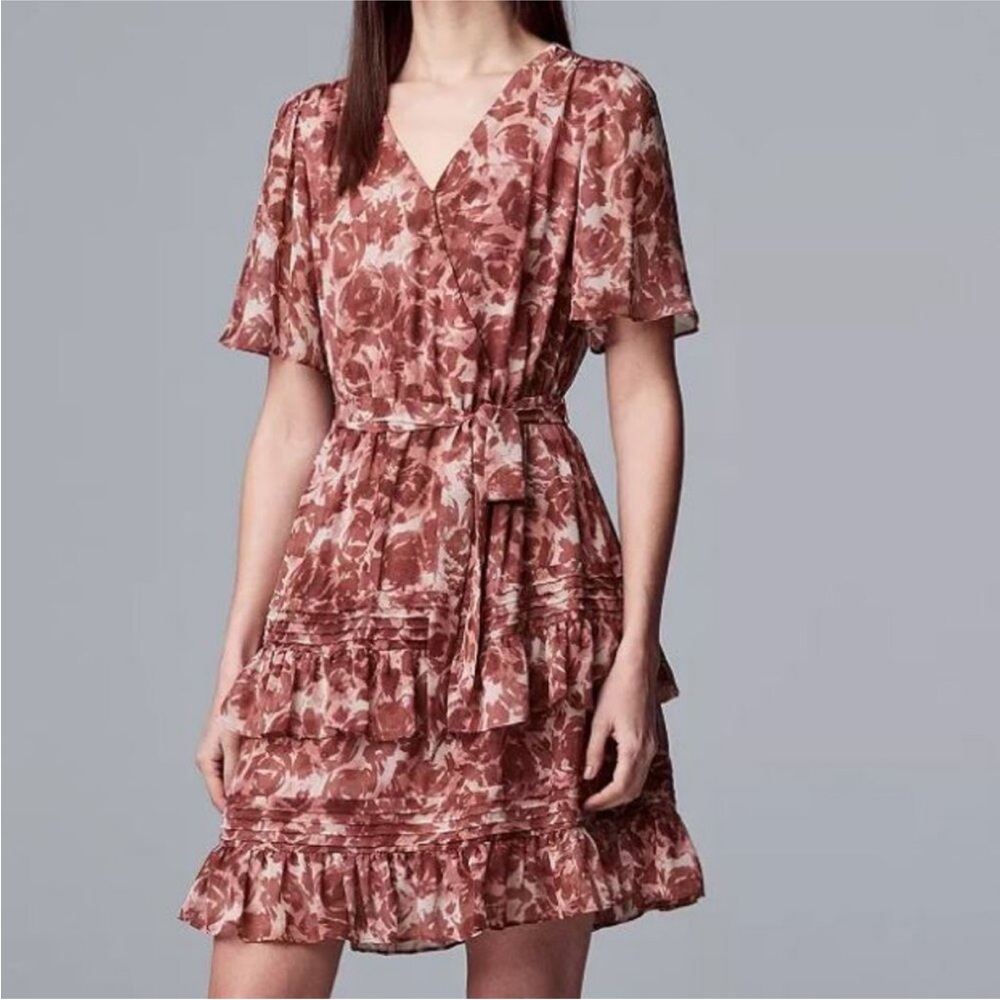 Simply Vera Vera Wang Floral Tie-Waist Mini Dress